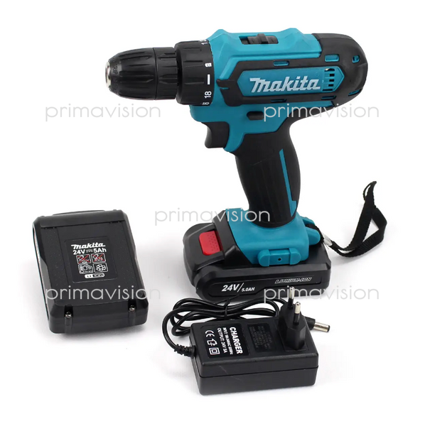 Шуруповерт Makita DF550 DWE (24V, 5.0 AH) з набором інструментів. Акумуляторний шуруповерт Макіта DF550DWE фото