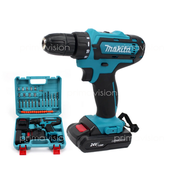 Шуруповерт Makita DF550 DWE (24V, 5.0AH) с набором инструментов. Аккумуляторный шуруповерт Макита DF550DWE фото