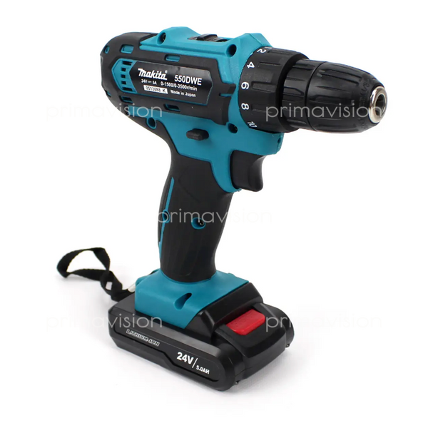 Шуруповерт Makita DF550 DWE (24V, 5.0AH) с набором инструментов. Аккумуляторный шуруповерт Макита DF550DWE фото